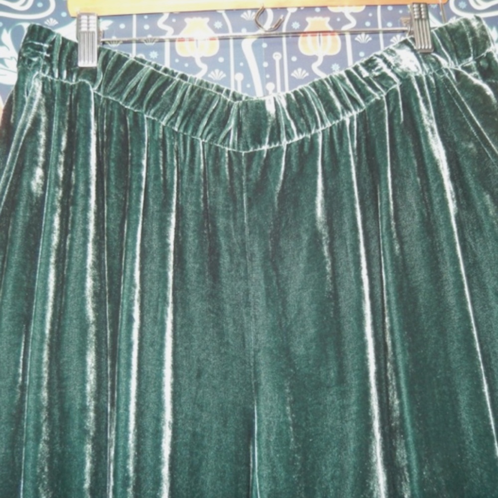 Eileen Fisher High Waist Green Velvet Taper Ankle Pants Pine Nwt - Picture 7 of 8